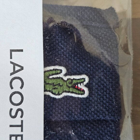 NWT LACOSTE Navy Blue Pique Cotton Ear Loop Face Mask W/ Pouch Unisex One Size - Picture 3 of 9